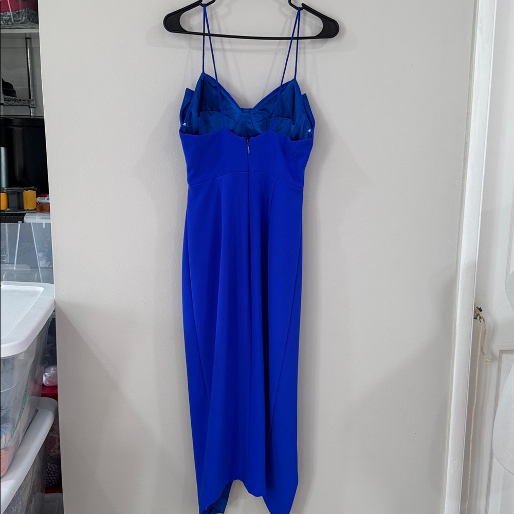 Sheike Savannah Cobalt Blue Spaghetti Strap Midi Dress with Front Cutout - Picture 6 of 8